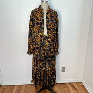 Vintage JW Collectibles equestrian derby 🐎 tartan plaid skirt set petites